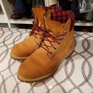 Red plaid timberland boots Clearance